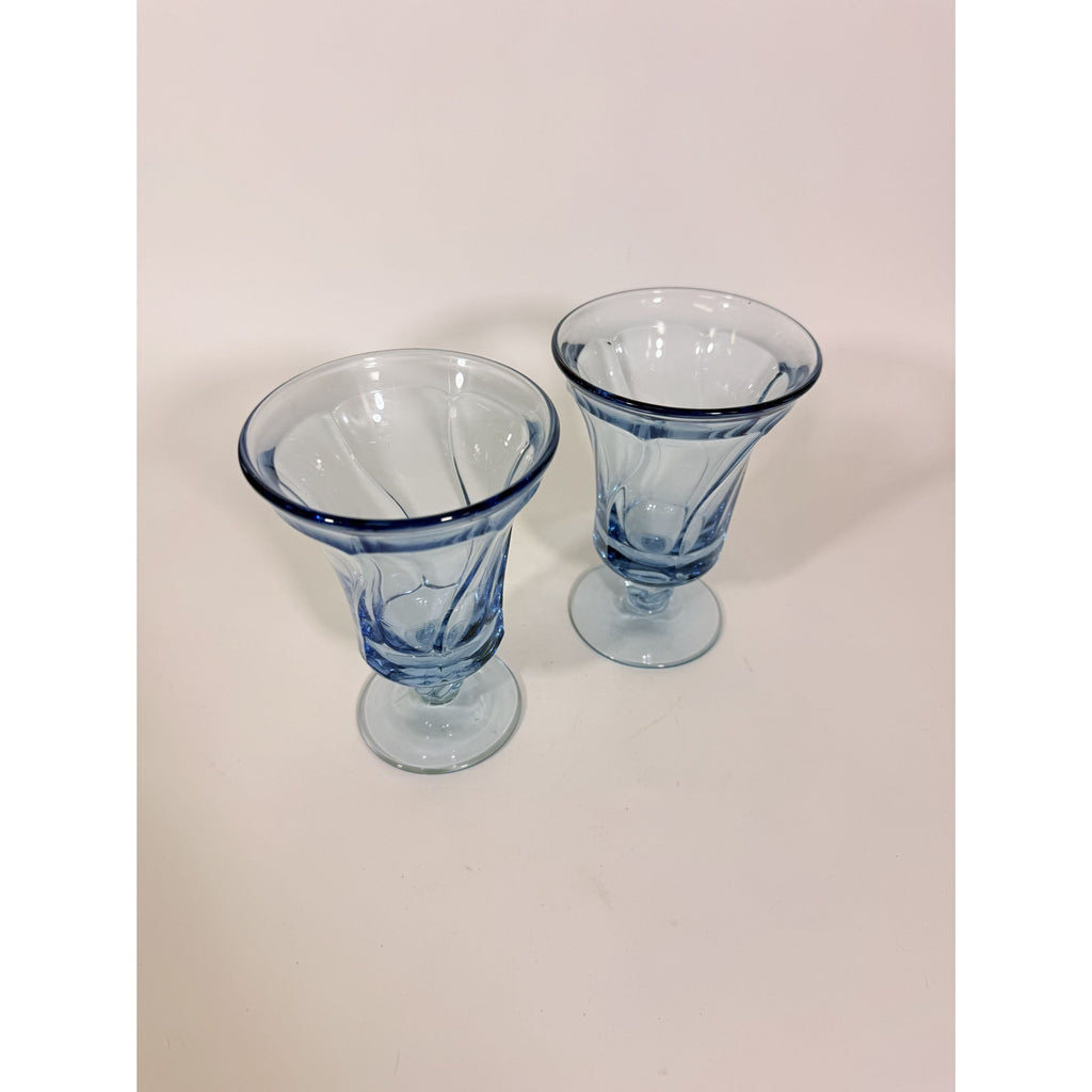 Ice Tea Goblets Set 2 Fostoria Jamestown Light Iced Blue Swirl Vintage Glassware Replacement Discontinued Steware Glasses