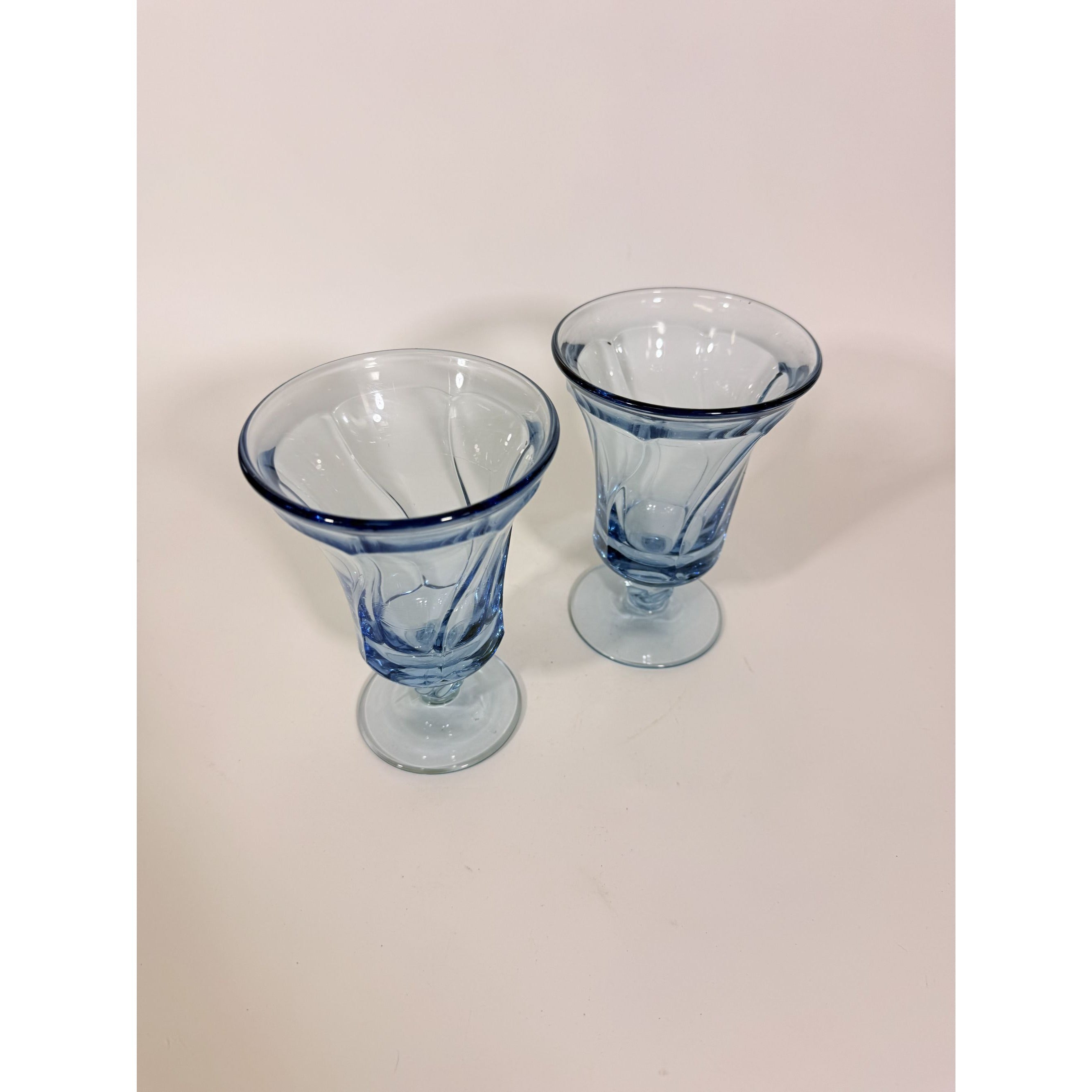 Ice Tea Goblets Set 2 Fostoria Jamestown Light Iced Blue Swirl Vintage Glassware Replacement Discontinued Steware Glasses