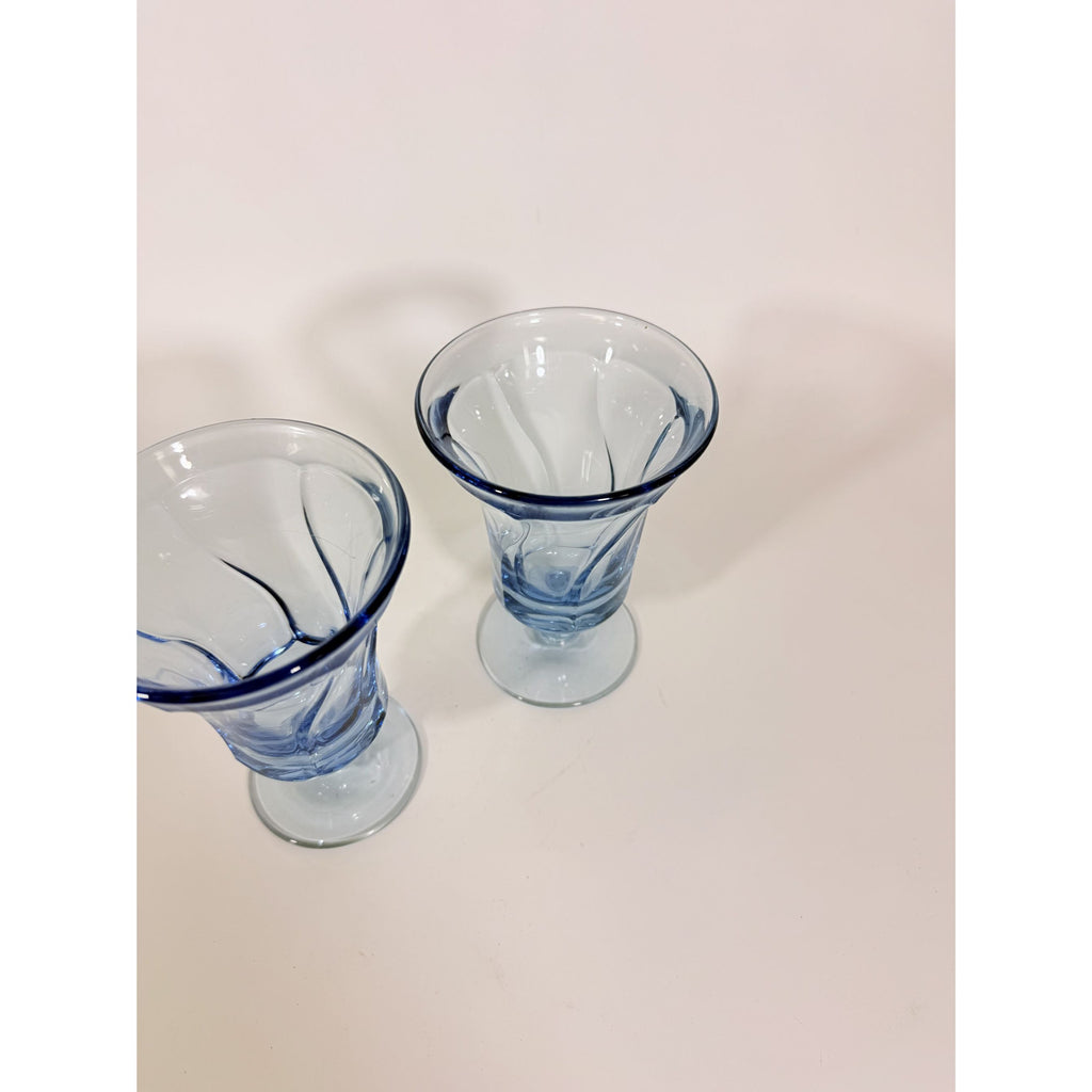 Ice Tea Goblets Set 2 Fostoria Jamestown Light Iced Blue Swirl Vintage Glassware Replacement Discontinued Steware Glasses