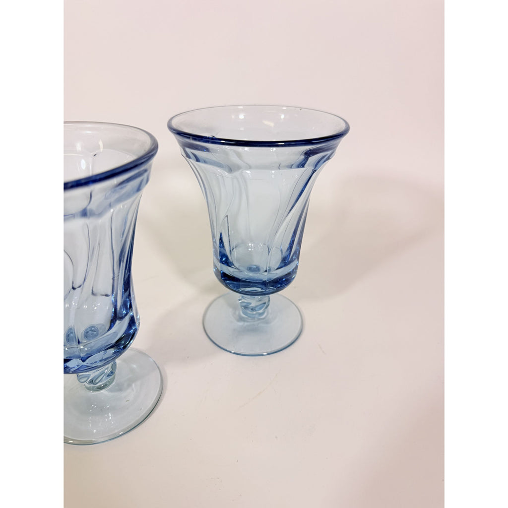 Ice Tea Goblets Set 2 Fostoria Jamestown Light Iced Blue Swirl Vintage Glassware Replacement Discontinued Steware Glasses