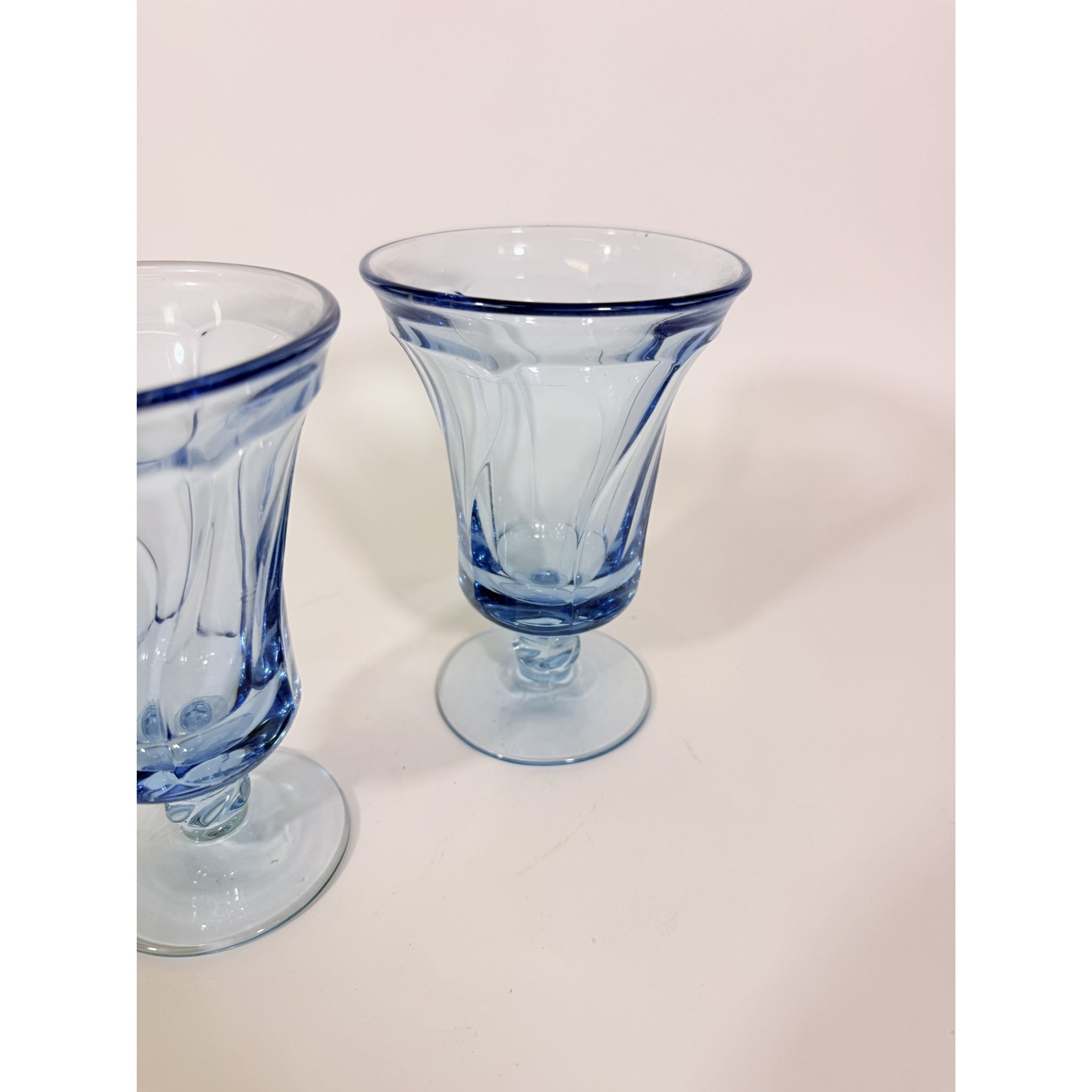 Ice Tea Goblets Set 2 Fostoria Jamestown Light Iced Blue Swirl Vintage Glassware Replacement Discontinued Steware Glasses