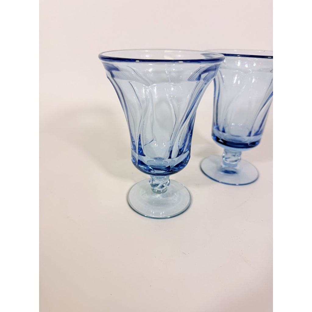 Ice Tea Goblets Set 2 Fostoria Jamestown Light Iced Blue Swirl Vintage Glassware Replacement Discontinued Steware Glasses