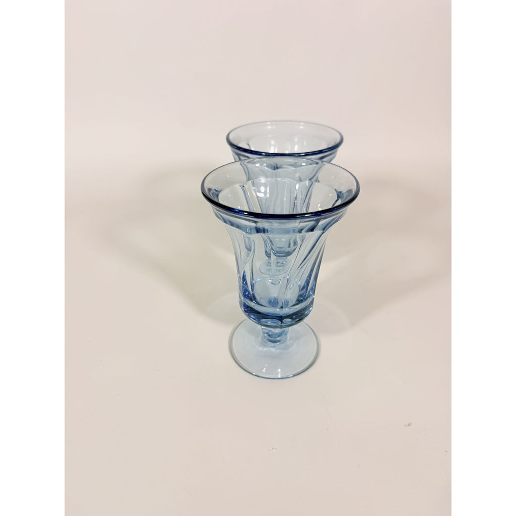 Ice Tea Goblets Set 2 Fostoria Jamestown Light Iced Blue Swirl Vintage Glassware Replacement Discontinued Steware Glasses