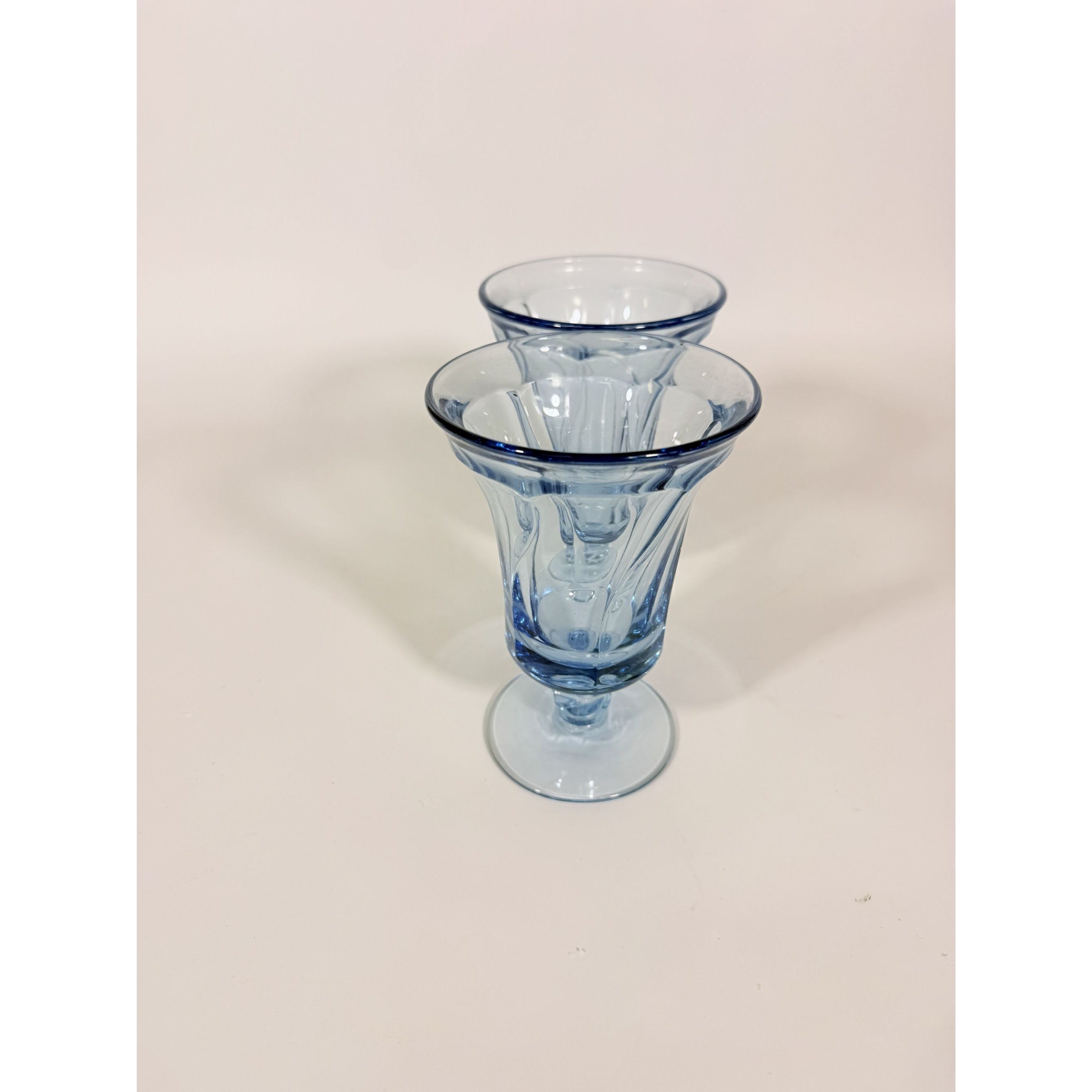 Ice Tea Goblets Set 2 Fostoria Jamestown Light Iced Blue Swirl Vintage Glassware Replacement Discontinued Steware Glasses