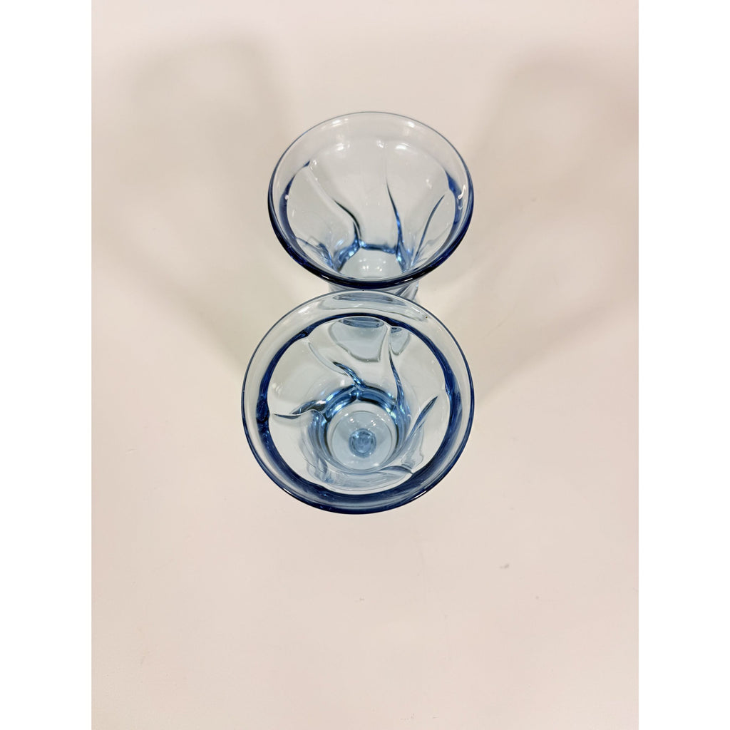 Ice Tea Goblets Set 2 Fostoria Jamestown Light Iced Blue Swirl Vintage Glassware Replacement Discontinued Steware Glasses