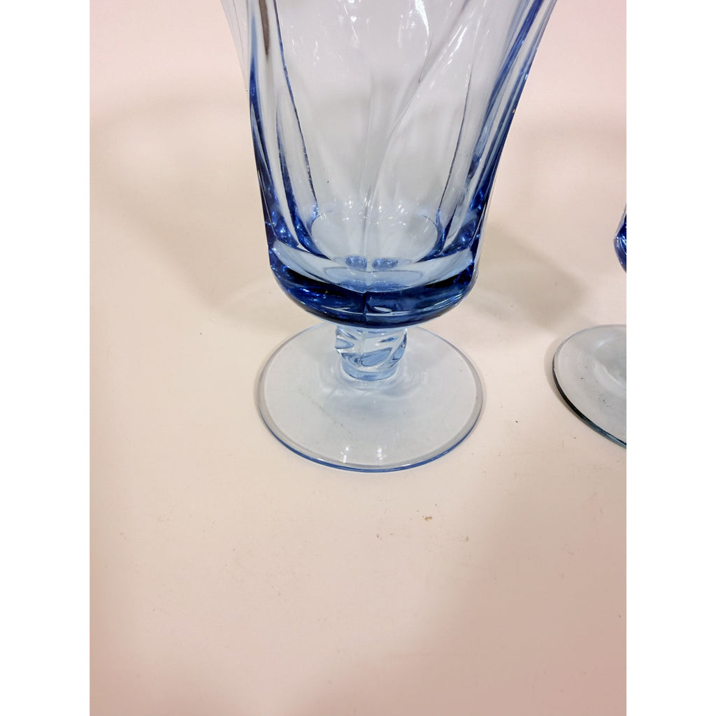 Ice Tea Goblets Set 2 Fostoria Jamestown Light Iced Blue Swirl Vintage Glassware Replacement Discontinued Steware Glasses
