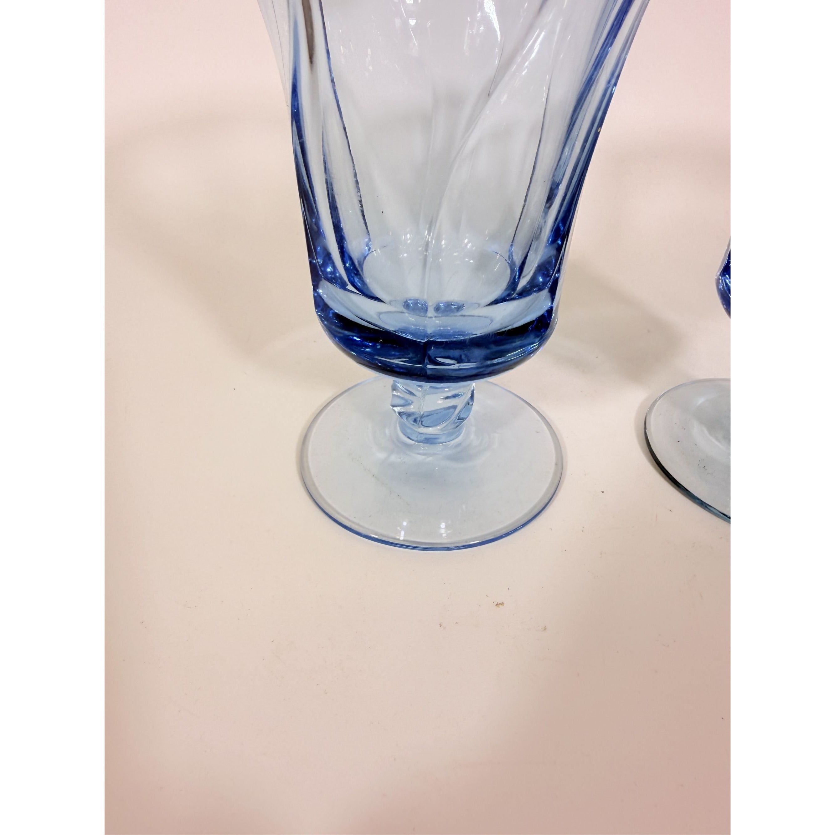 Ice Tea Goblets Set 2 Fostoria Jamestown Light Iced Blue Swirl Vintage Glassware Replacement Discontinued Steware Glasses