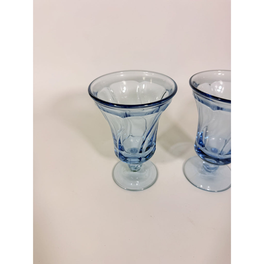 Ice Tea Goblets Set 2 Fostoria Jamestown Light Iced Blue Swirl Vintage Glassware Replacement Discontinued Steware Glasses