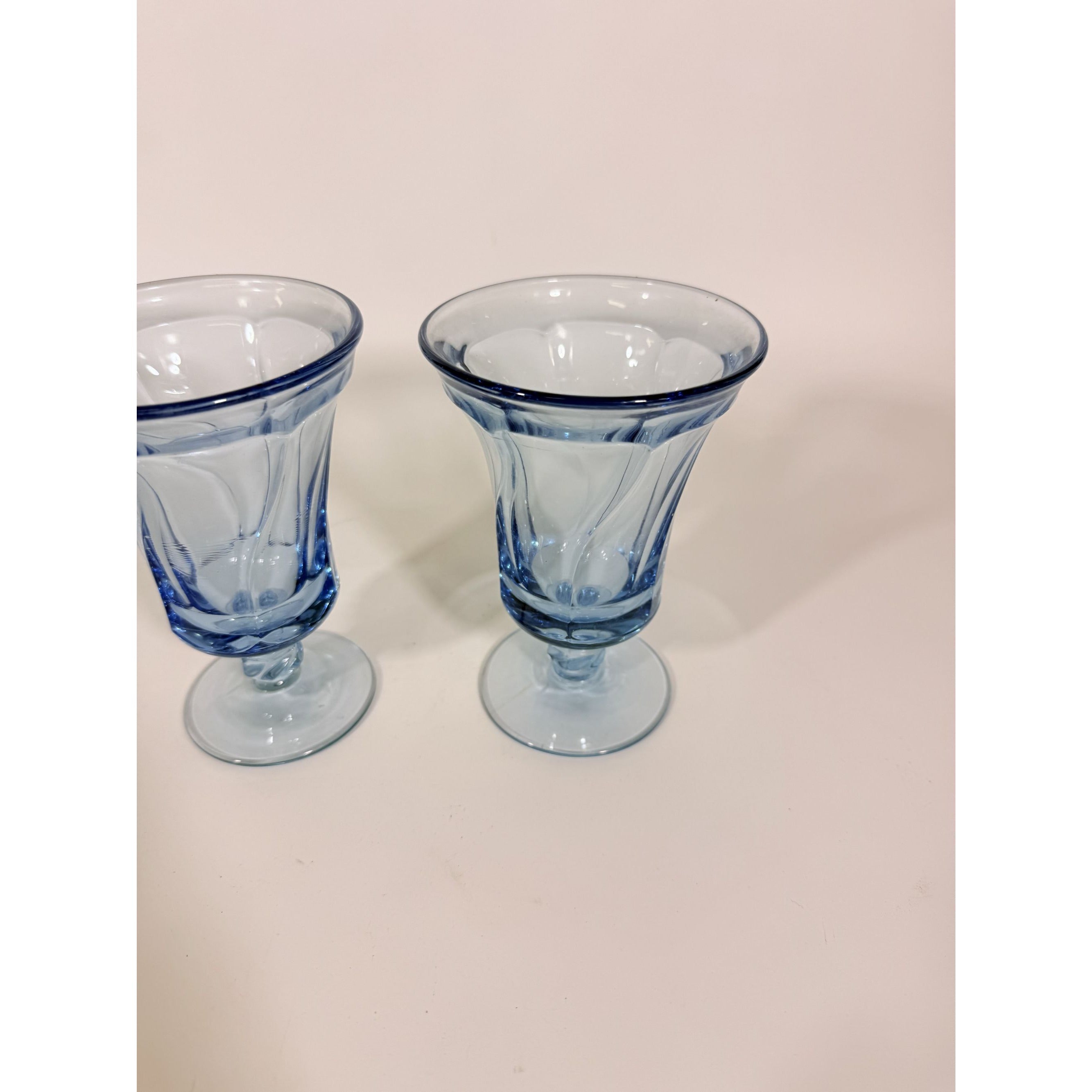 Ice Tea Goblets Set 2 Fostoria Jamestown Light Iced Blue Swirl Vintage Glassware Replacement Discontinued Steware Glasses