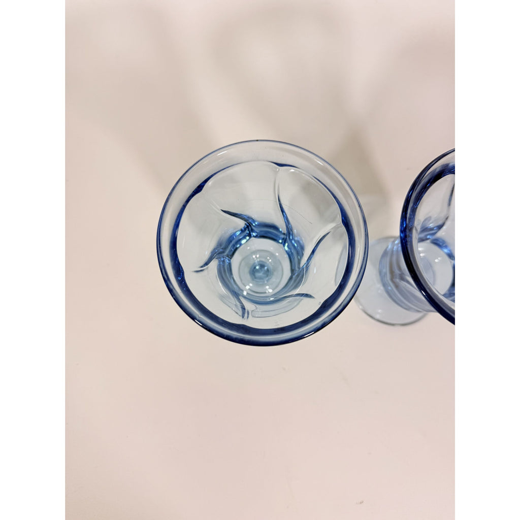 Ice Tea Goblets Set 2 Fostoria Jamestown Light Iced Blue Swirl Vintage Glassware Replacement Discontinued Steware Glasses