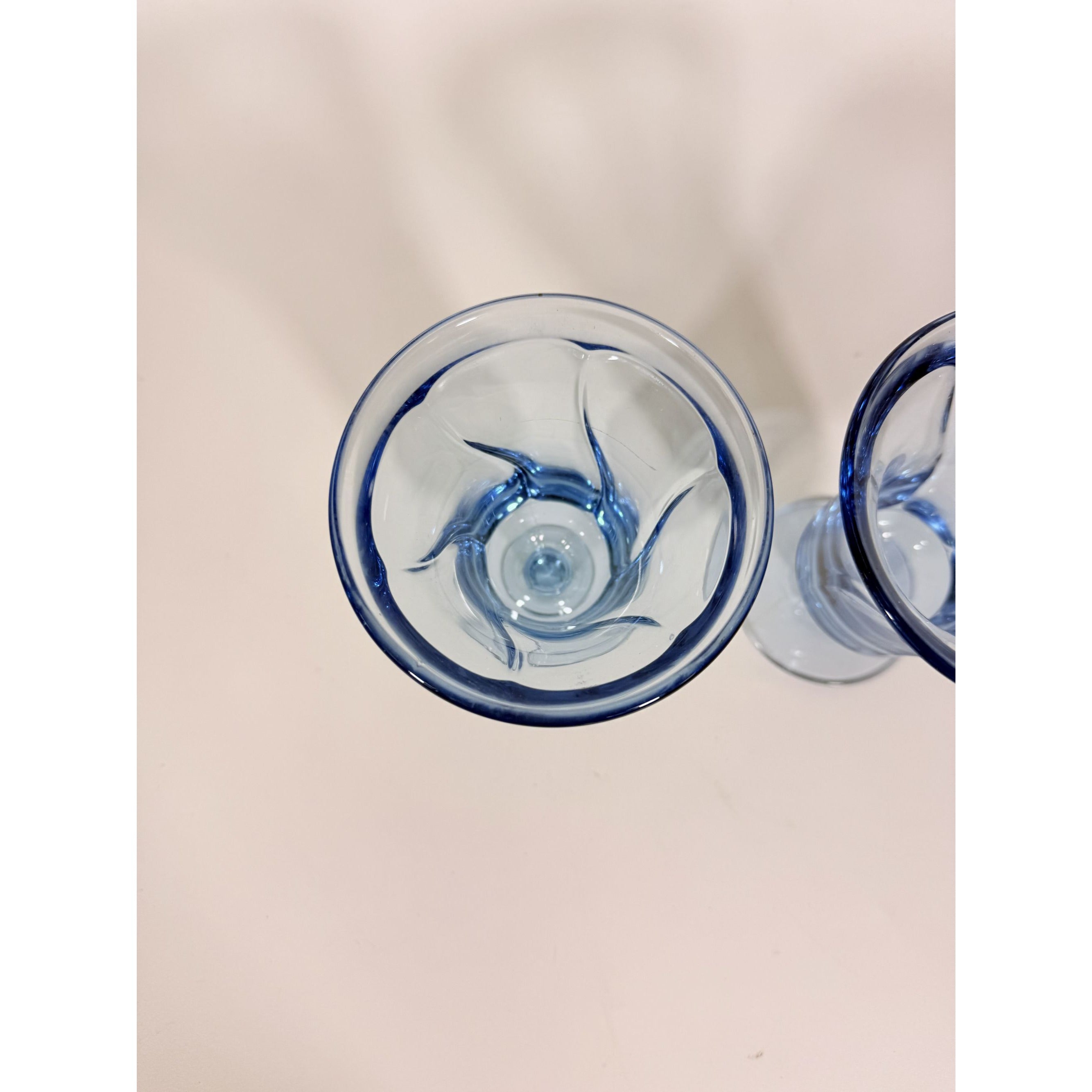 Ice Tea Goblets Set 2 Fostoria Jamestown Light Iced Blue Swirl Vintage Glassware Replacement Discontinued Steware Glasses
