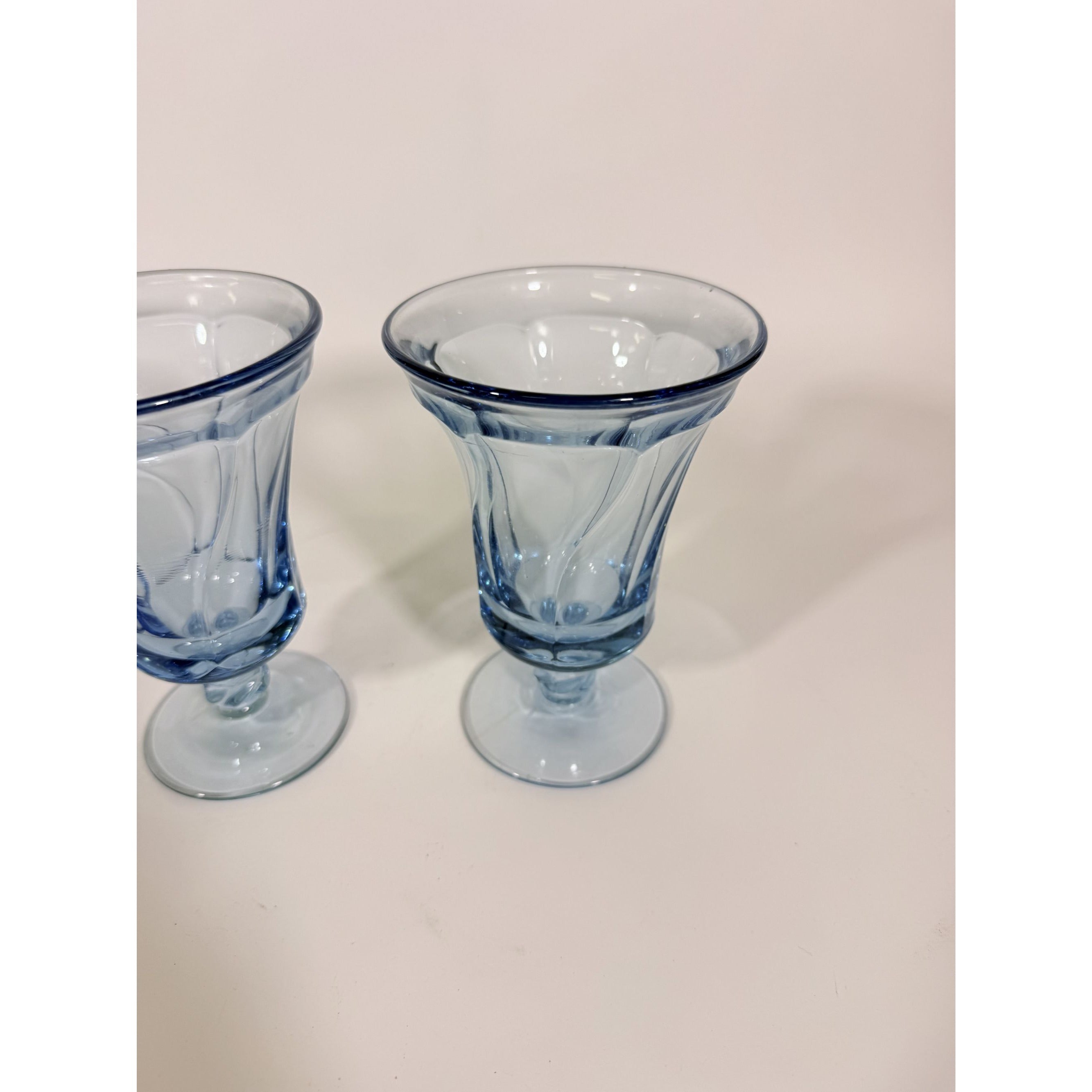 Ice Tea Goblets Set 2 Fostoria Jamestown Light Iced Blue Swirl Vintage Glassware Replacement Discontinued Steware Glasses