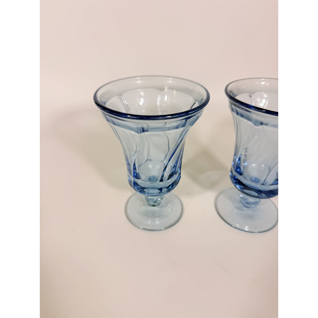 Ice Tea Goblets Set 2 Fostoria Jamestown Light Iced Blue Swirl Vintage Glassware Replacement Discontinued Steware Glasses