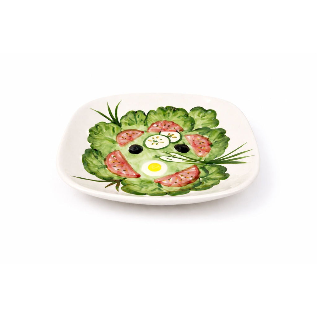 Large Salad Bowl Serving Dish Los Angeles Pottery Hand Painted Mid Century Vegetables Lettuce Tomatoes Onions Olives Replacement China