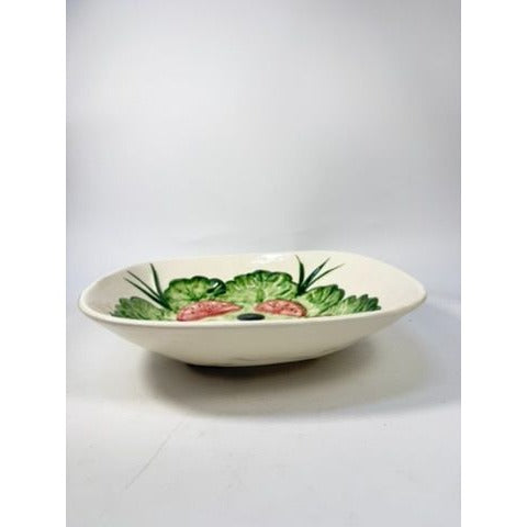 Large Salad Bowl Serving Dish Los Angeles Pottery Hand Painted Mid Century Vegetables Lettuce Tomatoes Onions Olives Replacement China