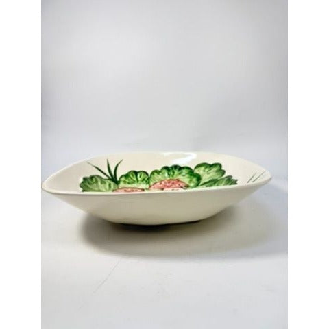 Large Salad Bowl Serving Dish Los Angeles Pottery Hand Painted Mid Century Vegetables Lettuce Tomatoes Onions Olives Replacement China