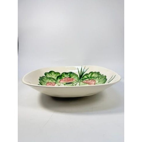 Large Salad Bowl Serving Dish Los Angeles Pottery Hand Painted Mid Century Vegetables Lettuce Tomatoes Onions Olives Replacement China