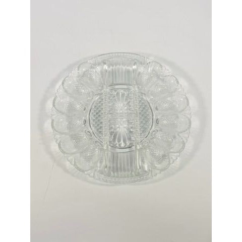 Deviled Egg Relish Platter Tray Server LE Smith Heritage Pressed Glass Vintage Serving Party Replacement Glassware Plate Wedding Gift