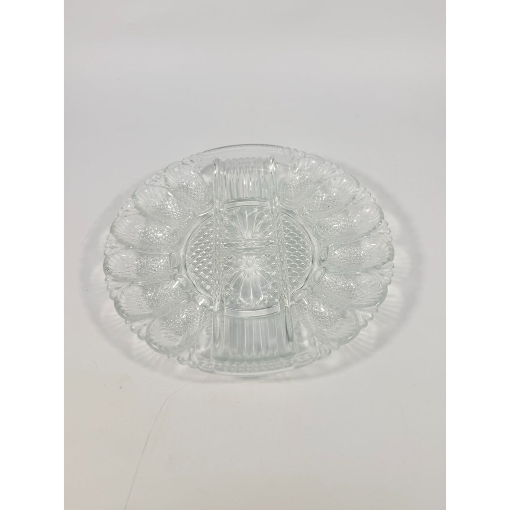 Deviled Egg Relish Platter Tray Server LE Smith Heritage Pressed Glass Vintage Serving Party Replacement Glassware Plate Wedding Gift