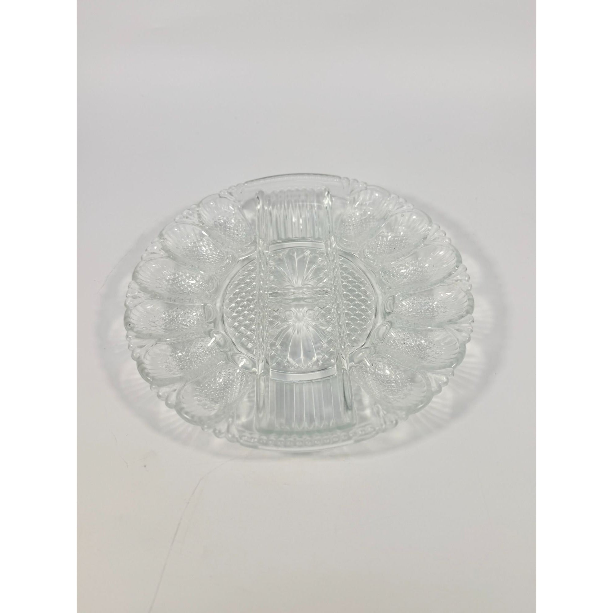 Deviled Egg Relish Platter Tray Server LE Smith Heritage Pressed Glass Vintage Serving Party Replacement Glassware Plate Wedding Gift
