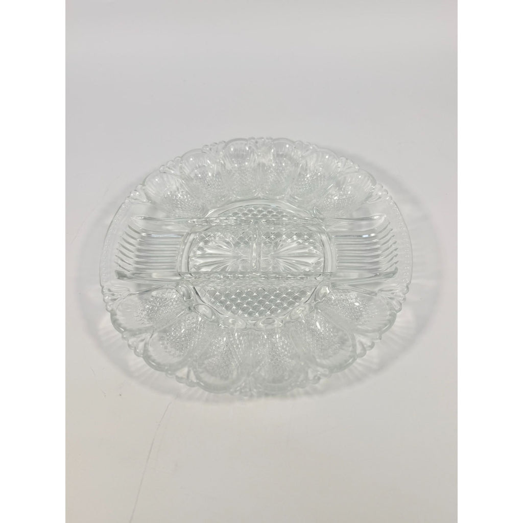 Deviled Egg Relish Platter Tray Server LE Smith Heritage Pressed Glass Vintage Serving Party Replacement Glassware Plate Wedding Gift
