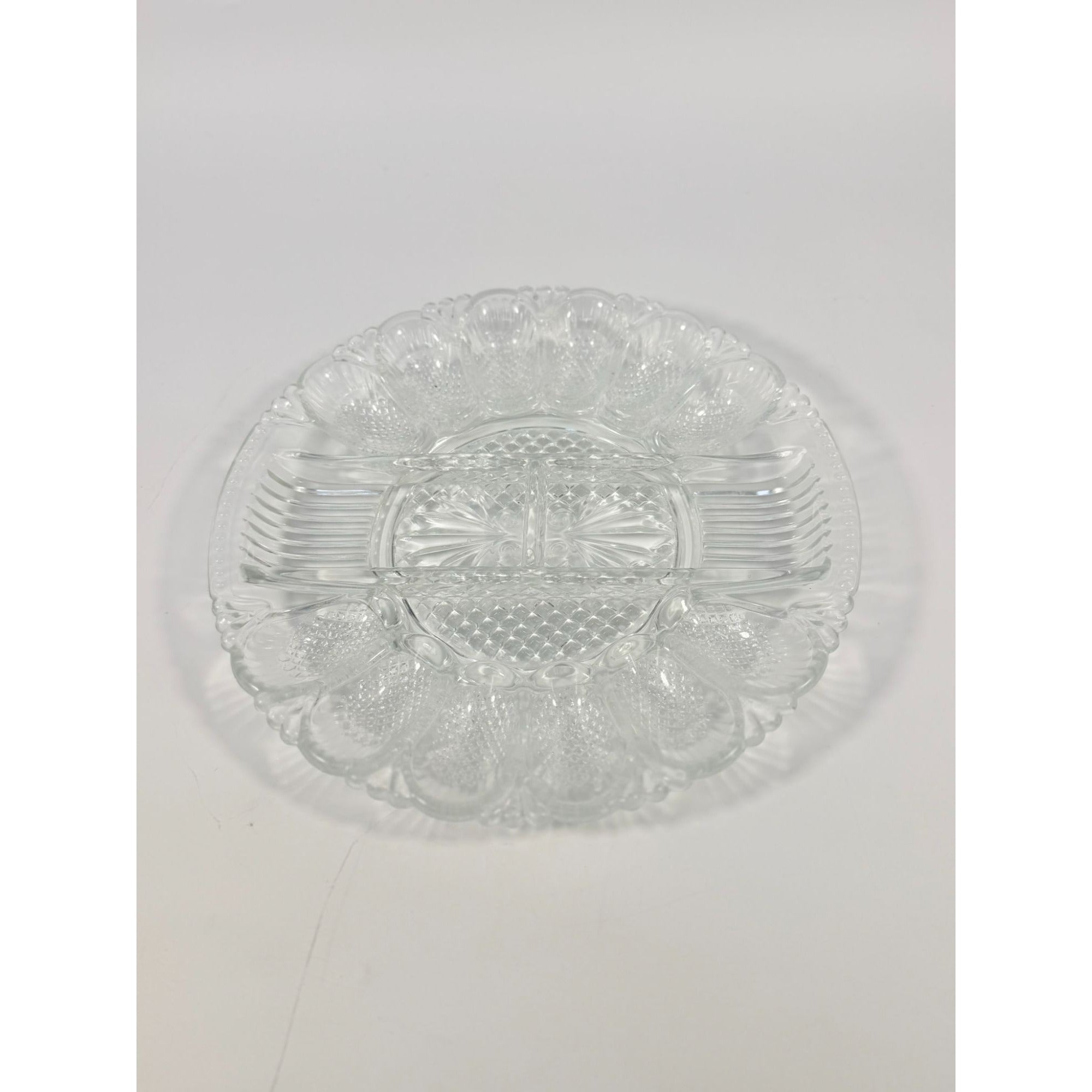 Deviled Egg Relish Platter Tray Server LE Smith Heritage Pressed Glass Vintage Serving Party Replacement Glassware Plate Wedding Gift