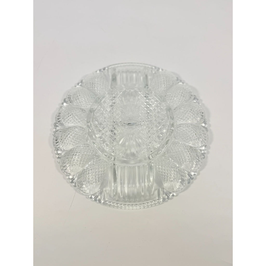 Deviled Egg Relish Platter Tray Server LE Smith Heritage Pressed Glass Vintage Serving Party Replacement Glassware Plate Wedding Gift