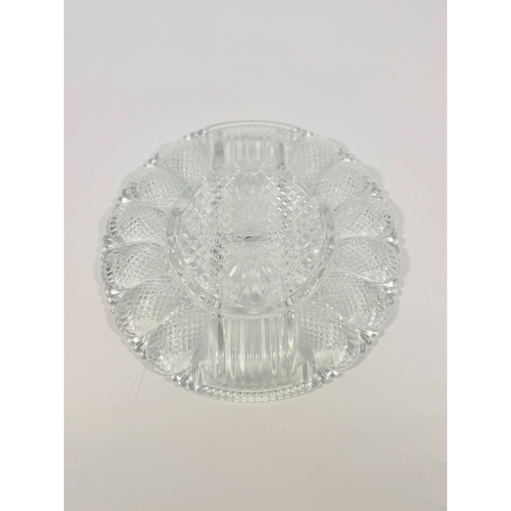 Deviled Egg Relish Platter Tray Server LE Smith Heritage Pressed Glass Vintage Serving Party Replacement Glassware Plate Wedding Gift