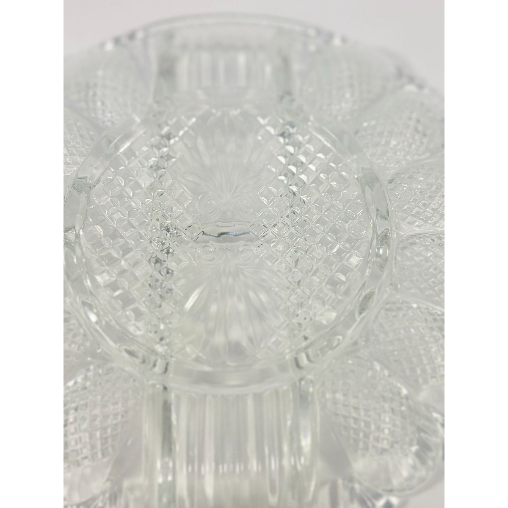 Deviled Egg Relish Platter Tray Server LE Smith Heritage Pressed Glass Vintage Serving Party Replacement Glassware Plate Wedding Gift