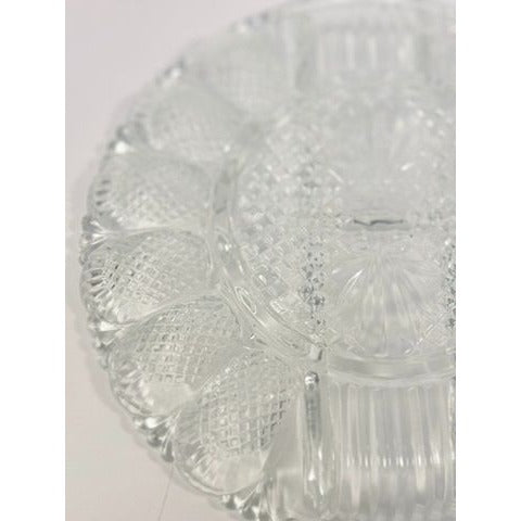 Deviled Egg Relish Platter Tray Server LE Smith Heritage Pressed Glass Vintage Serving Party Replacement Glassware Plate Wedding Gift
