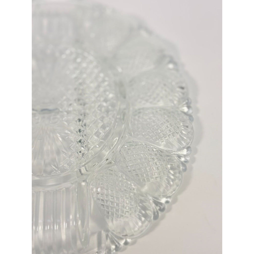 Deviled Egg Relish Platter Tray Server LE Smith Heritage Pressed Glass Vintage Serving Party Replacement Glassware Plate Wedding Gift