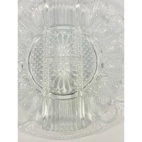 Deviled Egg Relish Platter Tray Server LE Smith Heritage Pressed Glass Vintage Serving Party Replacement Glassware Plate Wedding Gift