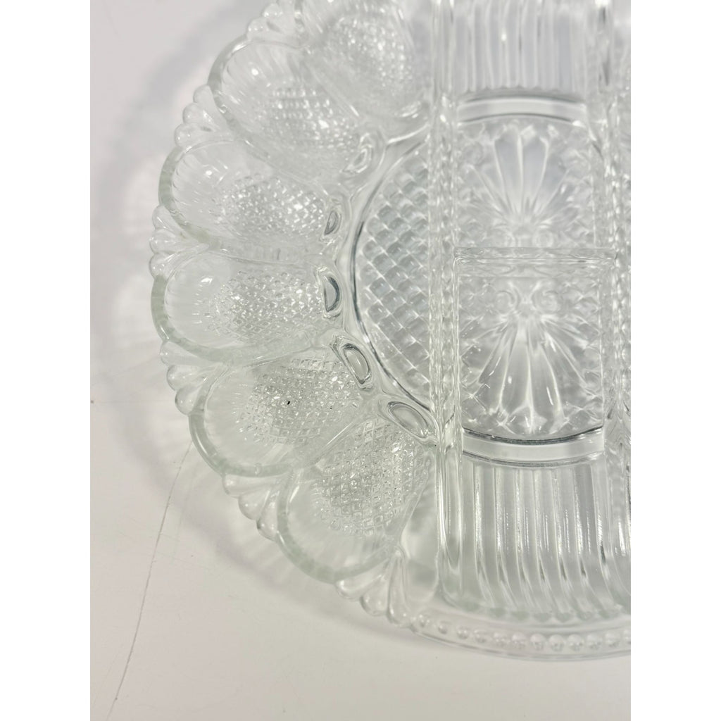 Deviled Egg Relish Platter Tray Server LE Smith Heritage Pressed Glass Vintage Serving Party Replacement Glassware Plate Wedding Gift