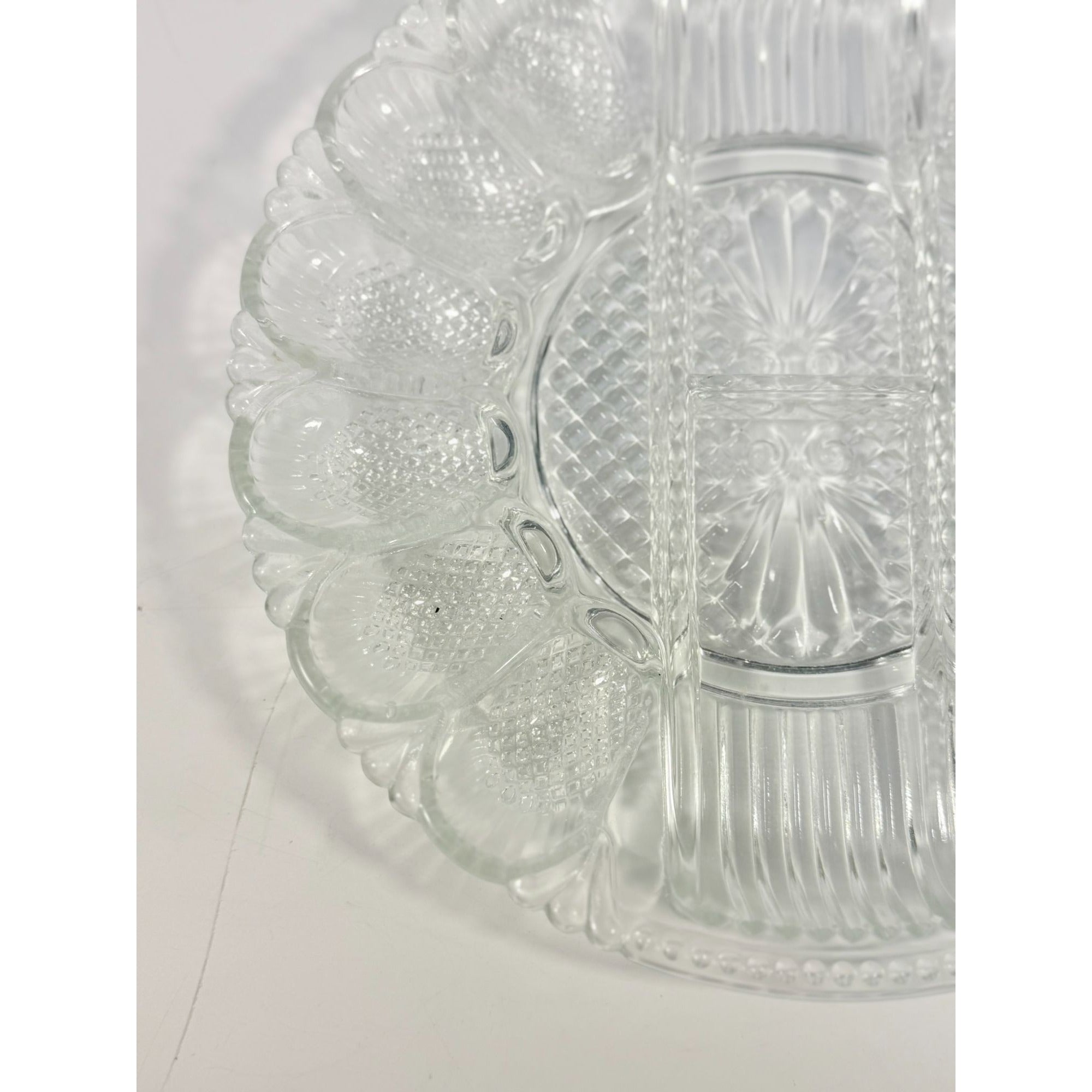 Deviled Egg Relish Platter Tray Server LE Smith Heritage Pressed Glass Vintage Serving Party Replacement Glassware Plate Wedding Gift