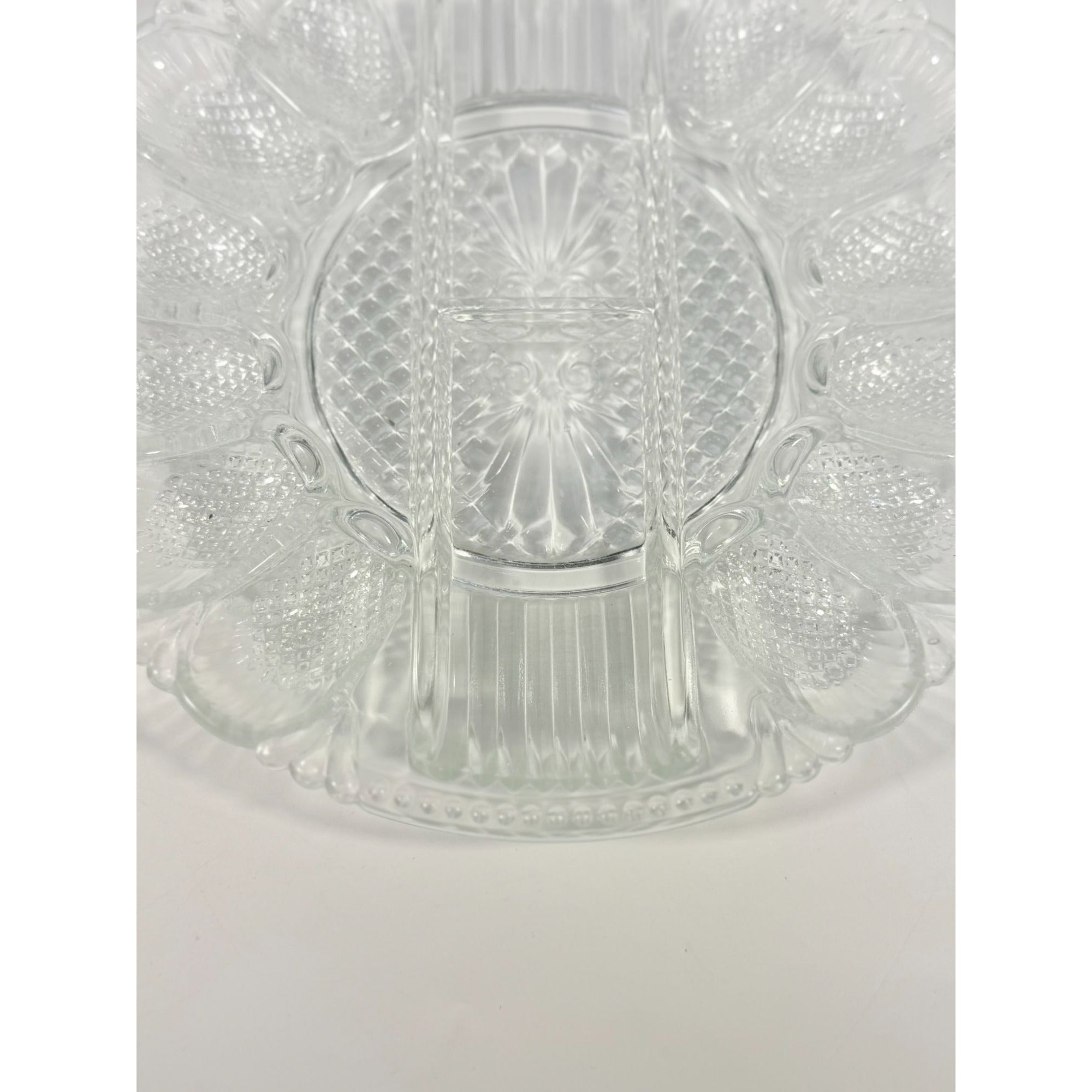 Deviled Egg Relish Platter Tray Server LE Smith Heritage Pressed Glass Vintage Serving Party Replacement Glassware Plate Wedding Gift