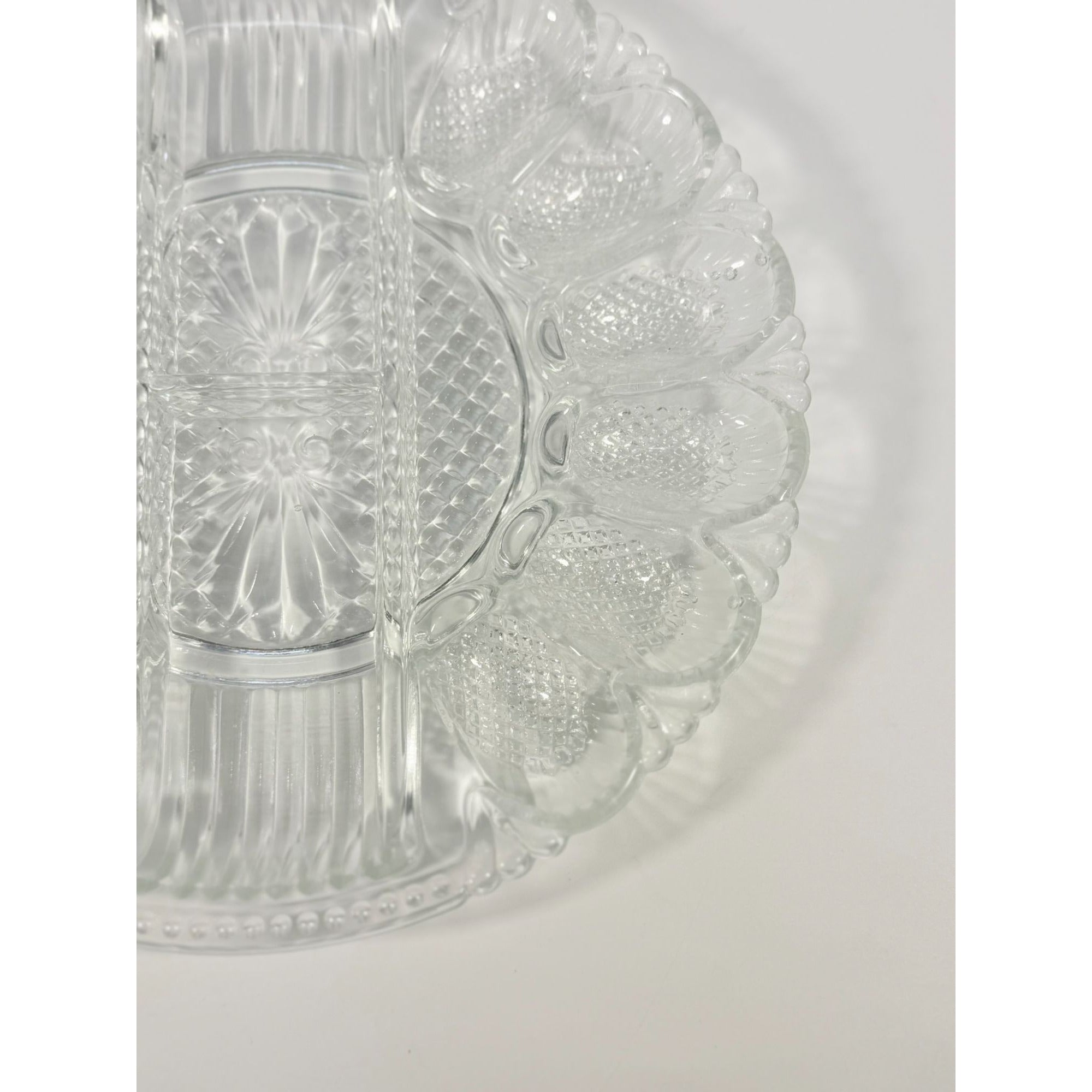 Deviled Egg Relish Platter Tray Server LE Smith Heritage Pressed Glass Vintage Serving Party Replacement Glassware Plate Wedding Gift