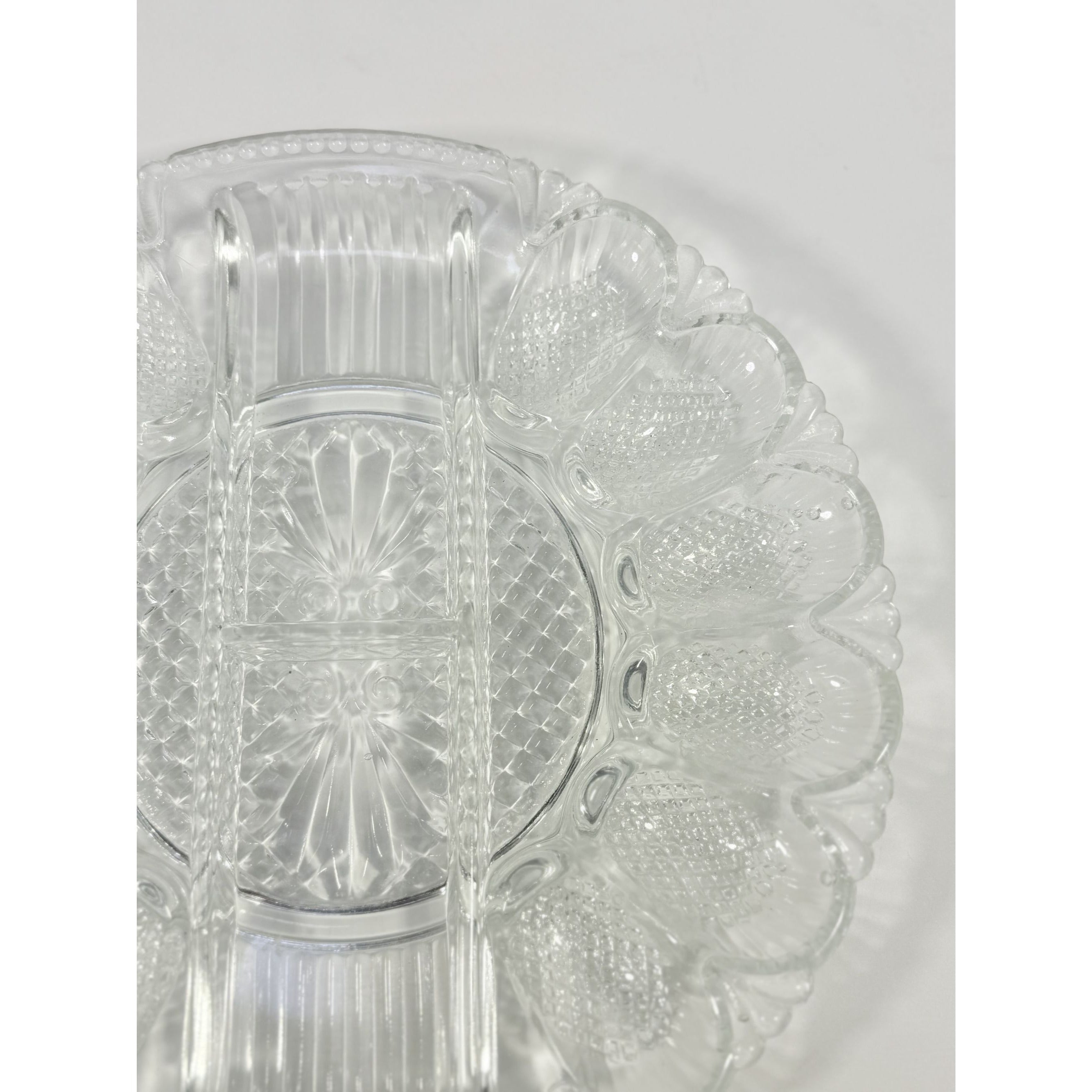 Deviled Egg Relish Platter Tray Server LE Smith Heritage Pressed Glass Vintage Serving Party Replacement Glassware Plate Wedding Gift