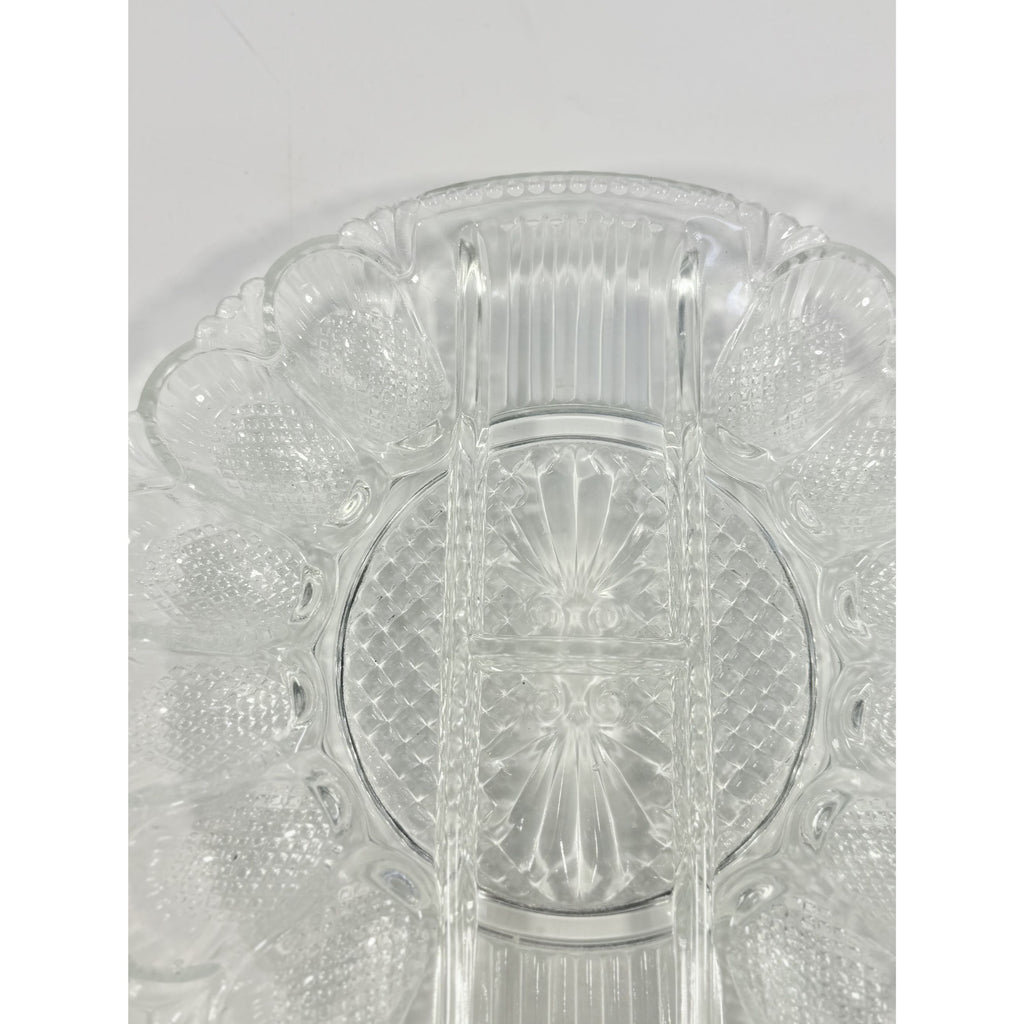 Deviled Egg Relish Platter Tray Server LE Smith Heritage Pressed Glass Vintage Serving Party Replacement Glassware Plate Wedding Gift