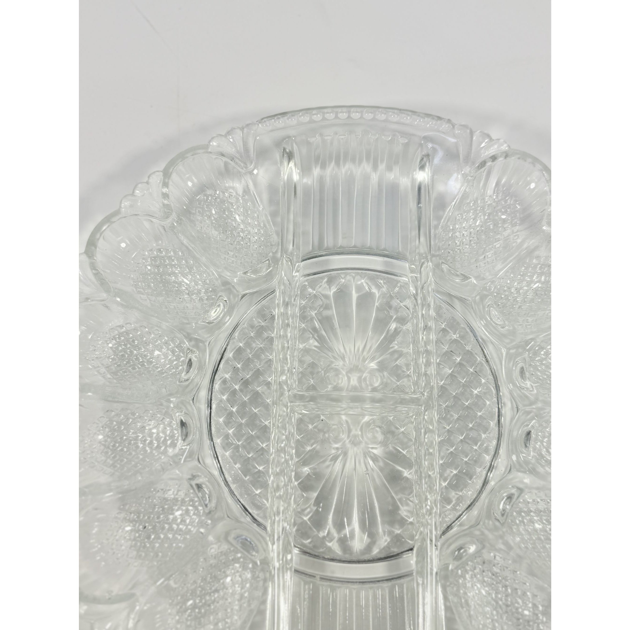 Deviled Egg Relish Platter Tray Server LE Smith Heritage Pressed Glass Vintage Serving Party Replacement Glassware Plate Wedding Gift