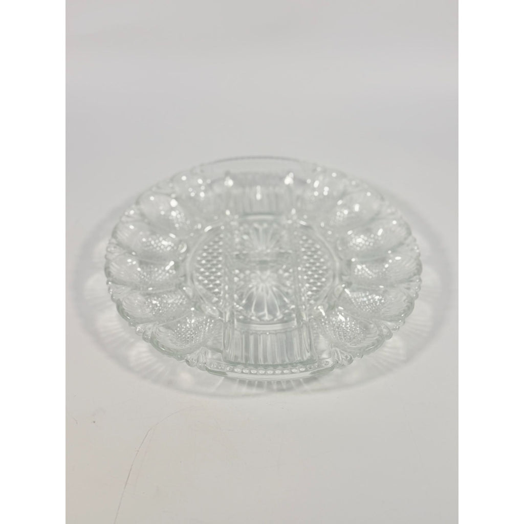 Deviled Egg Relish Platter Tray Server LE Smith Heritage Pressed Glass Vintage Serving Party Replacement Glassware Plate Wedding Gift