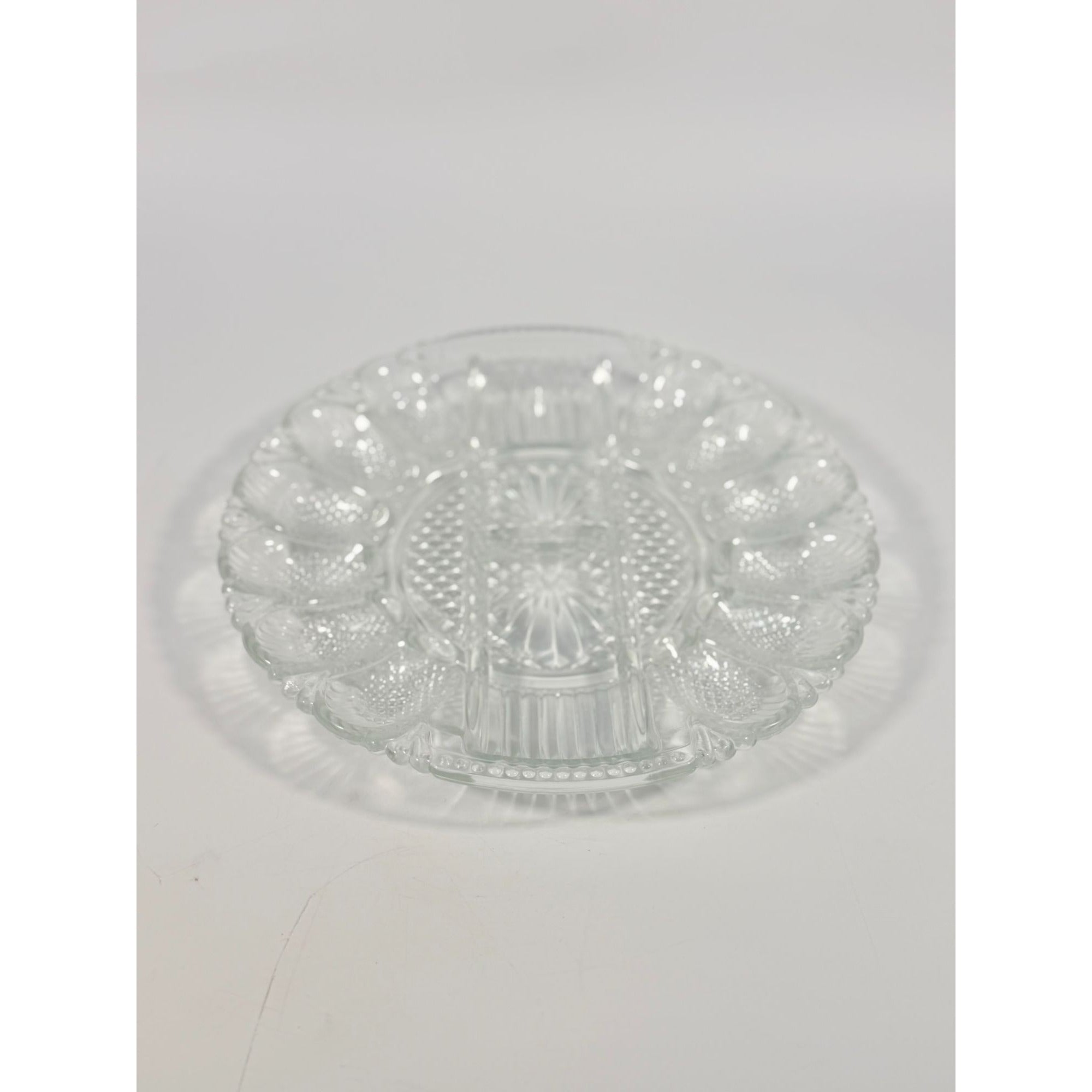 Deviled Egg Relish Platter Tray Server LE Smith Heritage Pressed Glass Vintage Serving Party Replacement Glassware Plate Wedding Gift