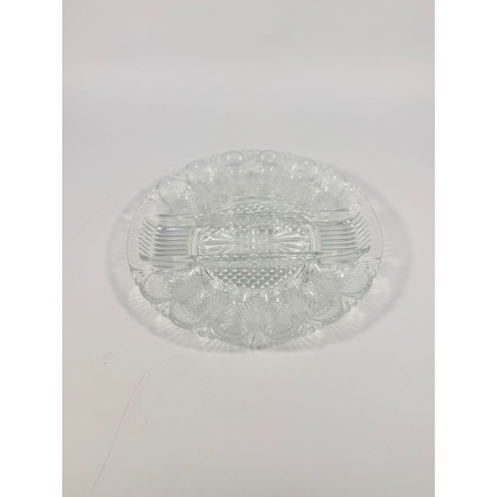 Deviled Egg Relish Platter Tray Server LE Smith Heritage Pressed Glass Vintage Serving Party Replacement Glassware Plate Wedding Gift
