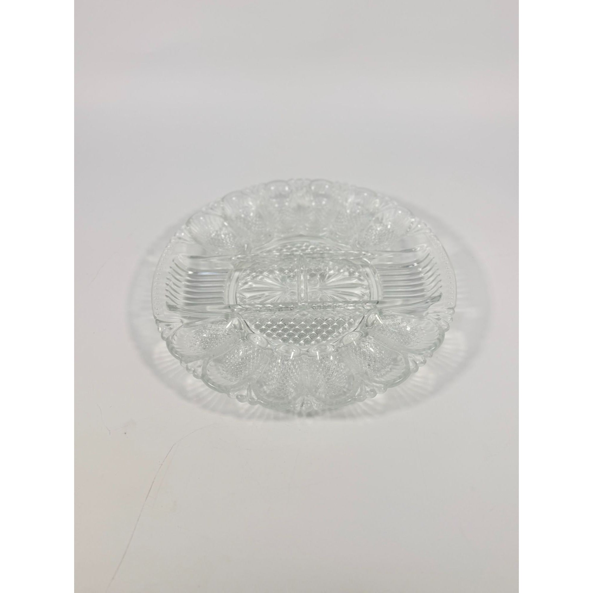 Deviled Egg Relish Platter Tray Server LE Smith Heritage Pressed Glass Vintage Serving Party Replacement Glassware Plate Wedding Gift