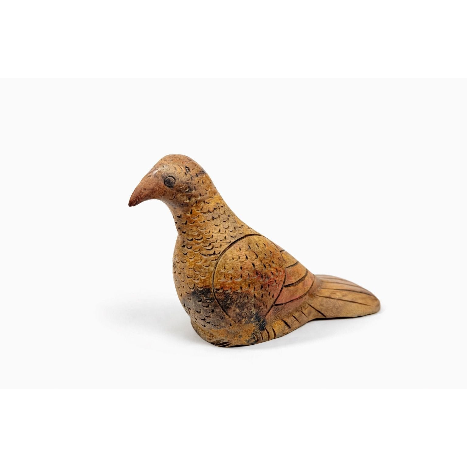 Wooden Bird Figurine Hand Carved Statue Decoy Thailand Vintage Wood Home Shelf Decor Decorative Accents Hunting Cabin Rustic