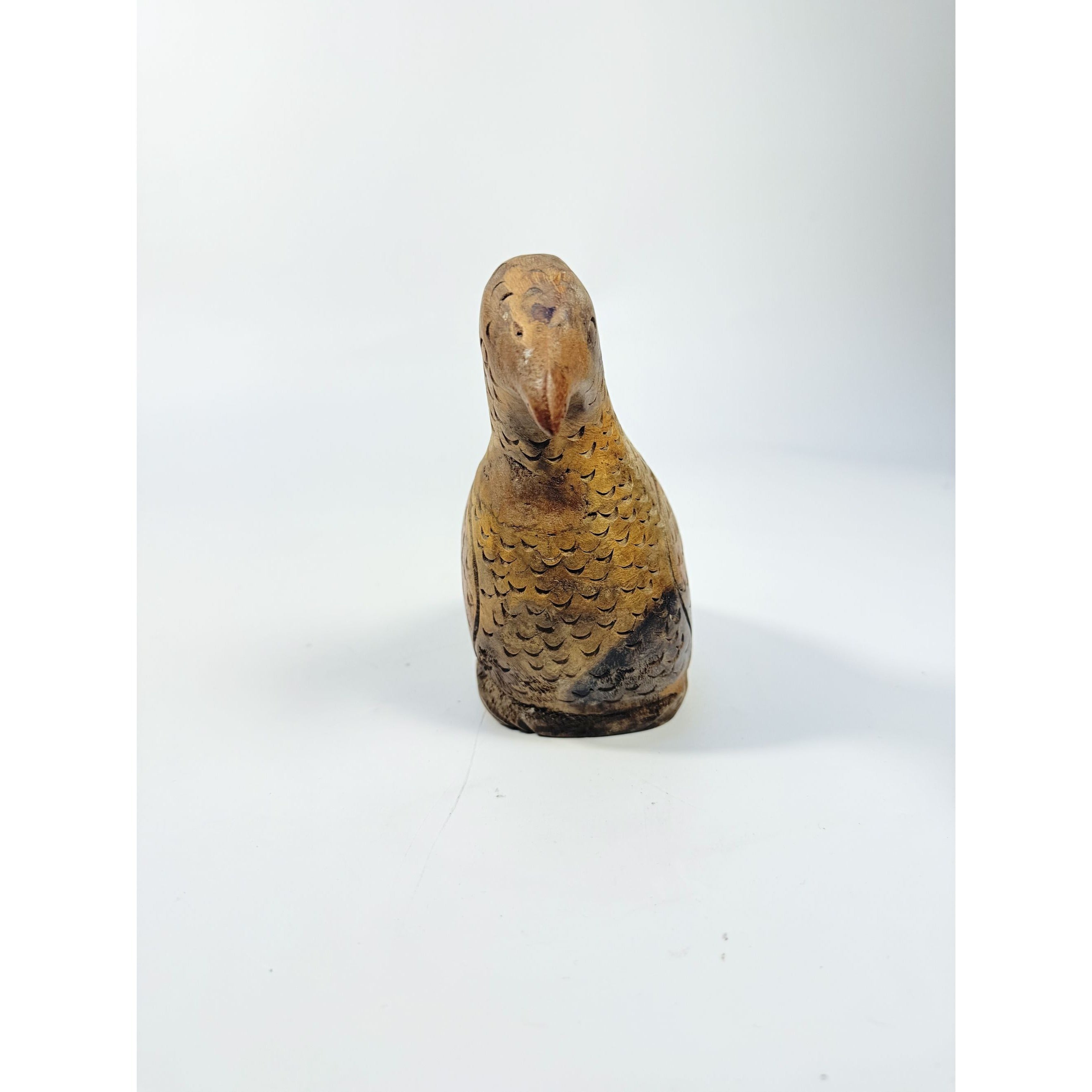 Wooden Bird Figurine Hand Carved Statue Decoy Thailand Vintage Wood Home Shelf Decor Decorative Accents Hunting Cabin Rustic