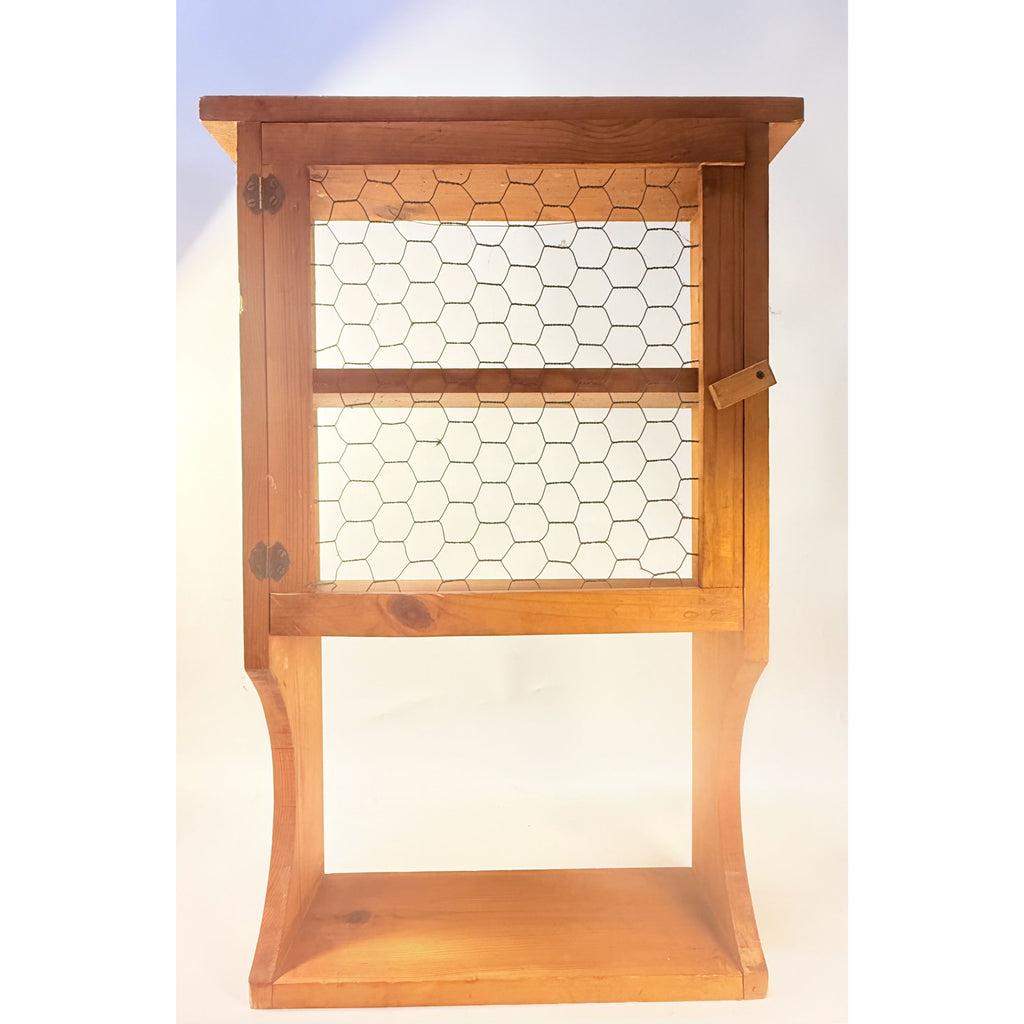 Rustic Wood Wall Mount Cabinet Shelf | Vintage Wooden Chicken Wire Cabinet | Bathroom Kitchen Storage Knick Knacks | Farmhouse Primitive