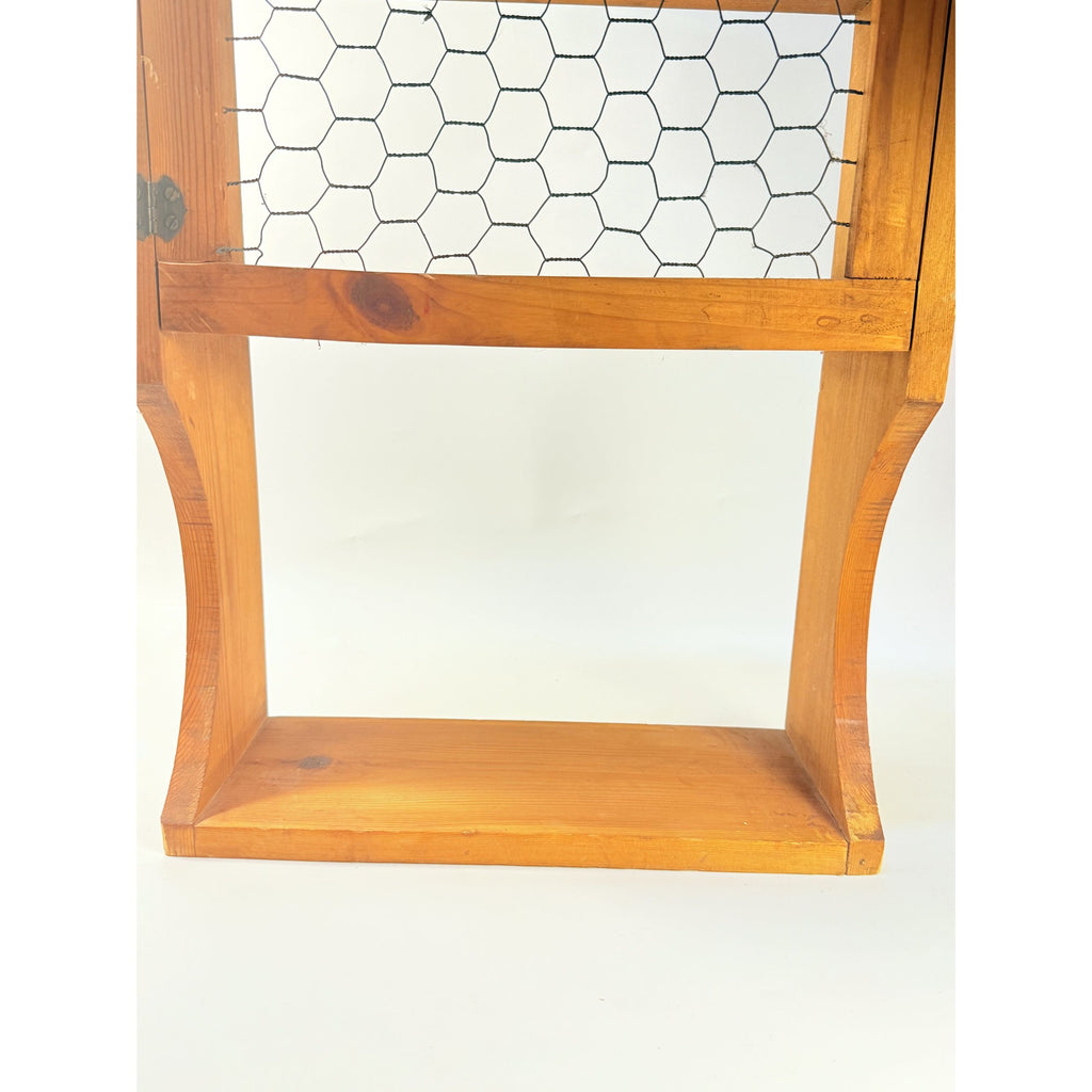 Rustic Wood Wall Mount Cabinet Shelf | Vintage Wooden Chicken Wire Cabinet | Bathroom Kitchen Storage Knick Knacks | Farmhouse Primitive