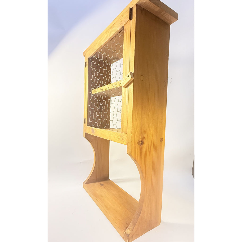 Rustic Wood Wall Mount Cabinet Shelf | Vintage Wooden Chicken Wire Cabinet | Bathroom Kitchen Storage Knick Knacks | Farmhouse Primitive