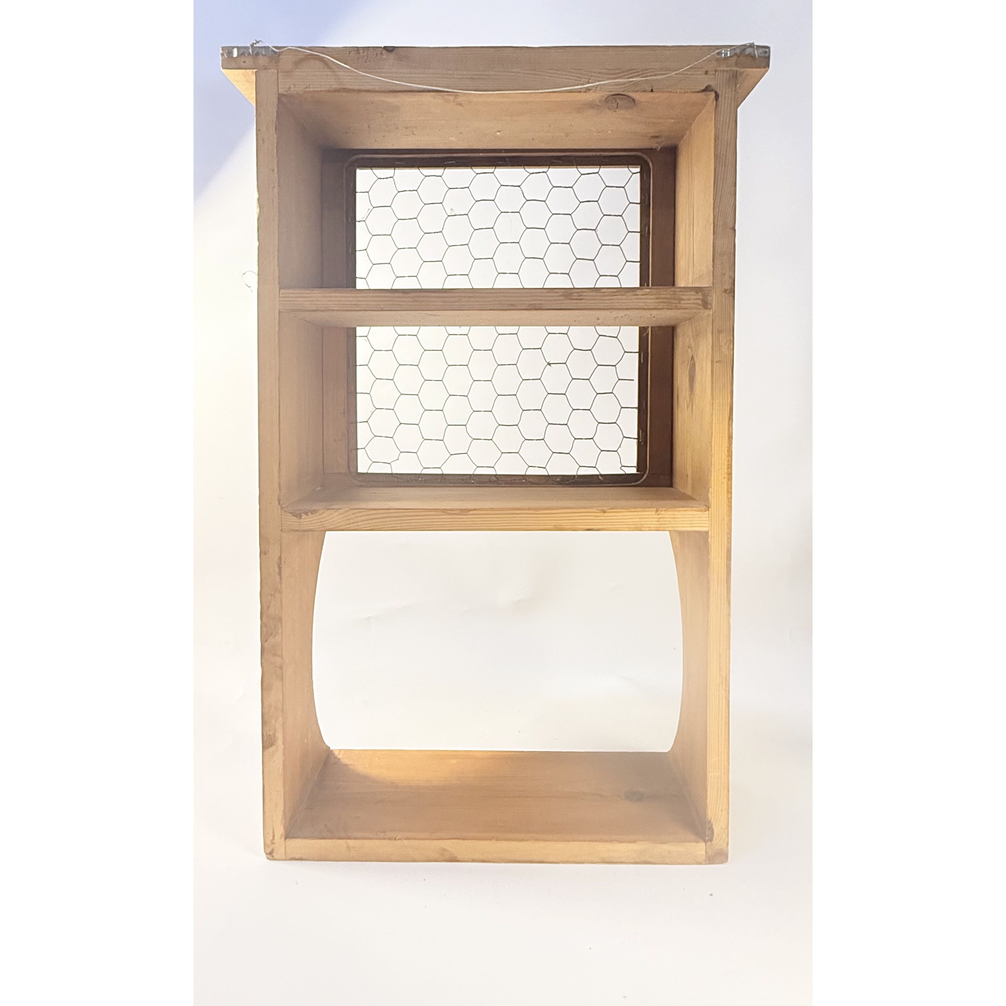 Rustic Wood Wall Mount Cabinet Shelf | Vintage Wooden Chicken Wire Cabinet | Bathroom Kitchen Storage Knick Knacks | Farmhouse Primitive
