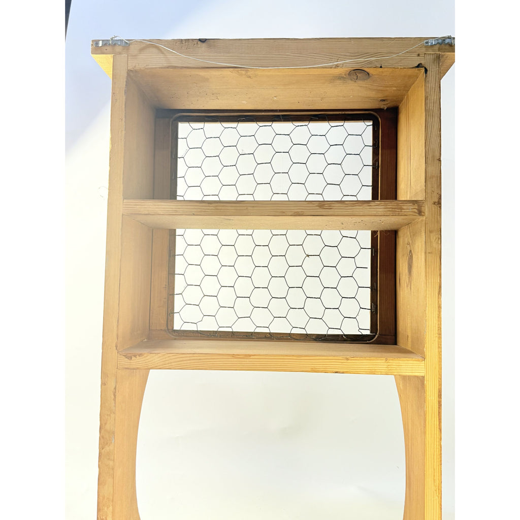 Rustic Wood Wall Mount Cabinet Shelf | Vintage Wooden Chicken Wire Cabinet | Bathroom Kitchen Storage Knick Knacks | Farmhouse Primitive